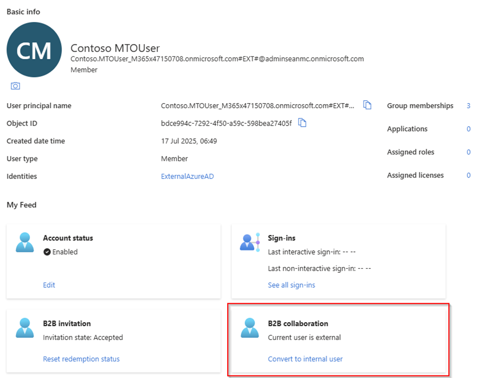 Figure 2: Convert to internal user from the Microsoft Entra Admin Center