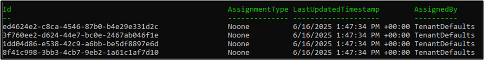 Figure 4: Run the “Get-AllM365TeamsApps cmdlet to get an overview of all apps and its assignment types