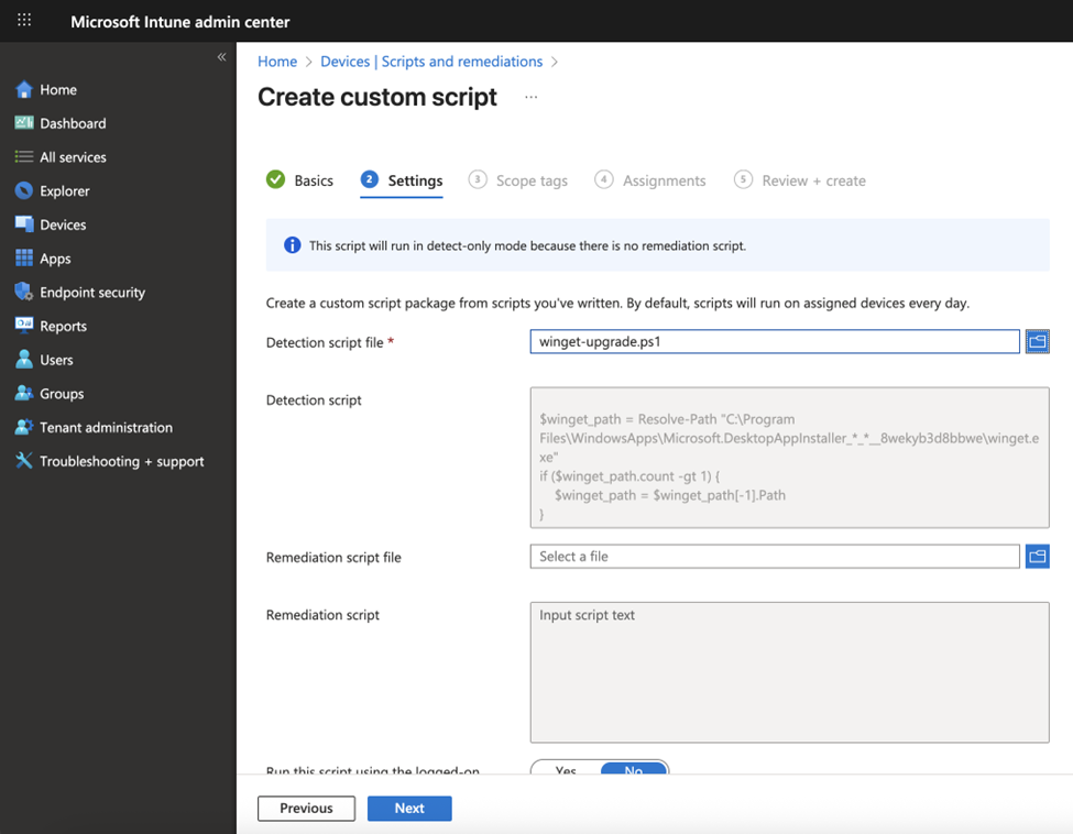 Using WinGet with Intune