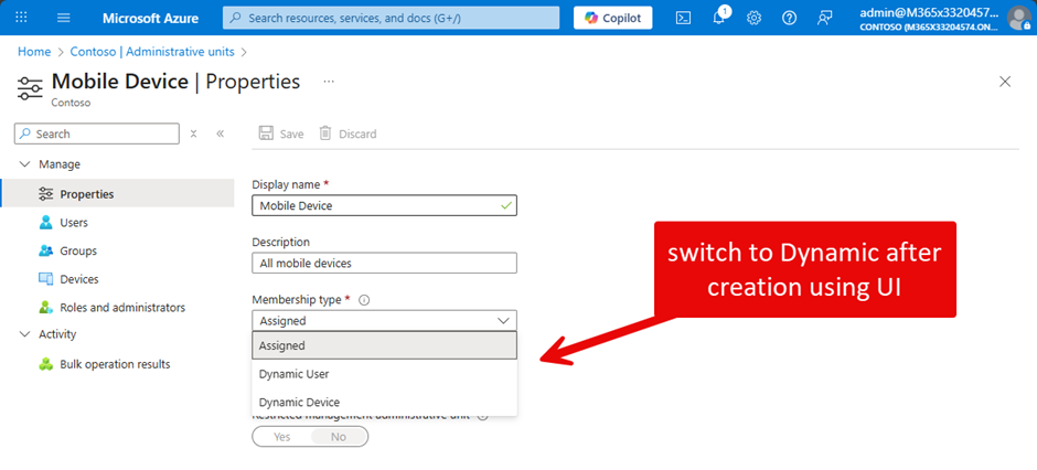 Switch membership type in UI