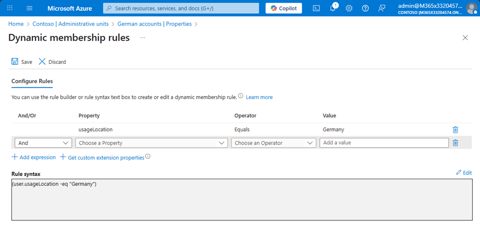 A membership rule to find German accounts