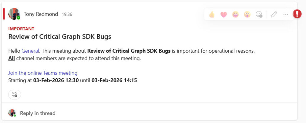 Including a channel mention in a message.